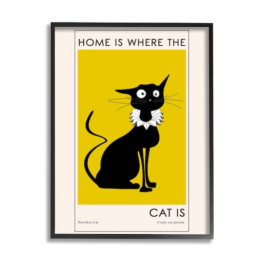Stupell Industries Home's Where Cat Is Phrase Funny Fashion Feline Framed Wall Art